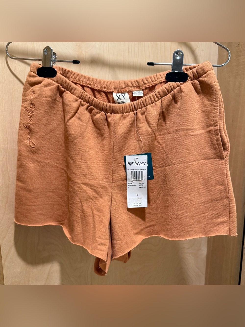Roxy Women's Rusty Peach Athletic Fleece Shorts Good Vibes Size Smalll NEW